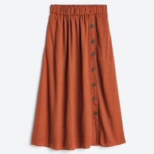 Madewell Linen-blend Side Button Midi Skirt
